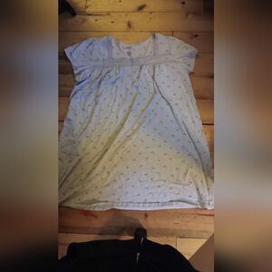 Chic White night Dress with Floral Accents